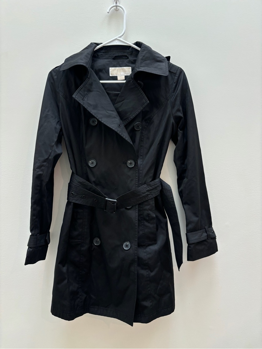 Michael Kors Black Double-Breasted Trench Coat with Belt
